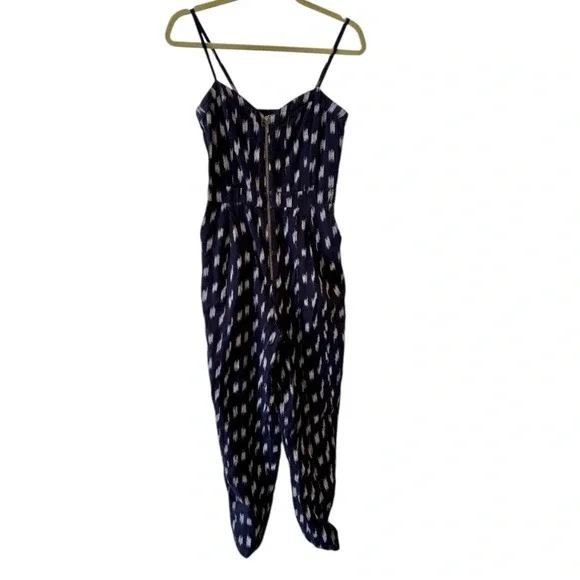 Elevenses Anthropologie Ikat Zip Front Jumpsuit Size 4 - Picture 5 of 12
